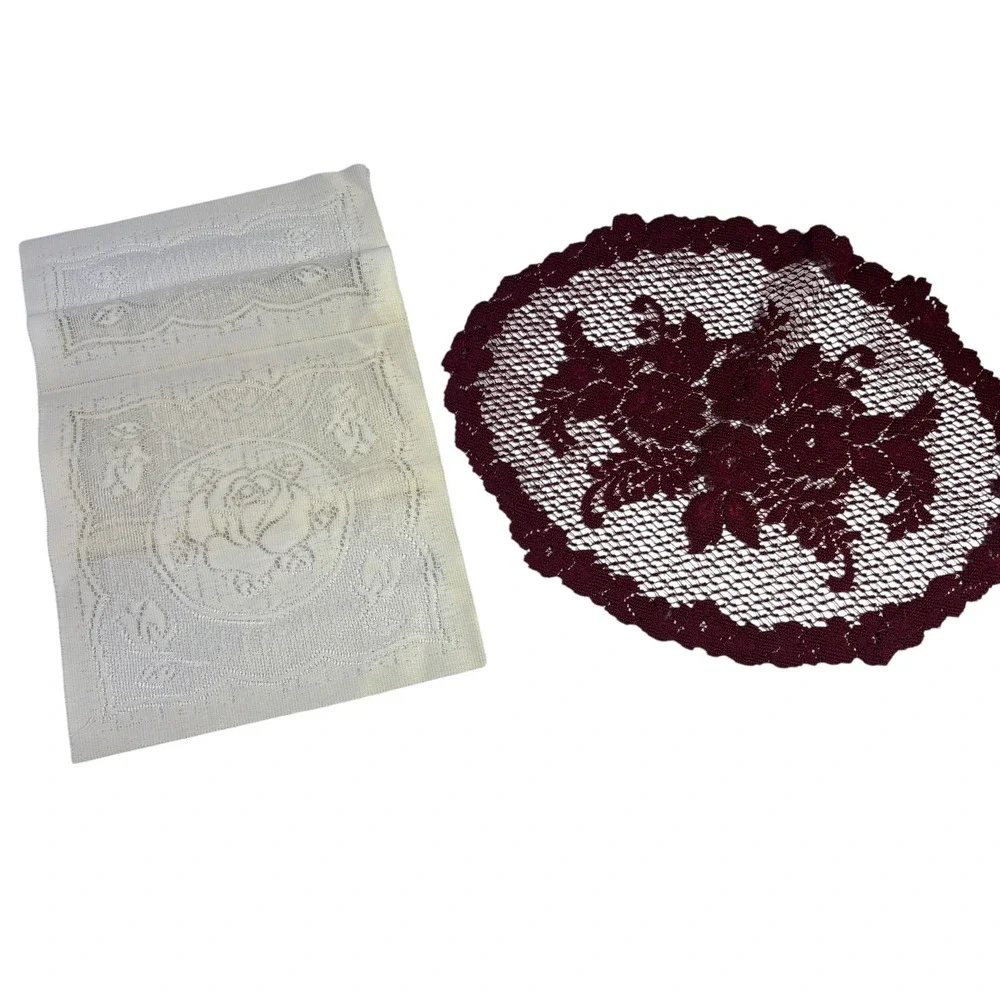 Vintage Crochet Lace Doilies Set and Hand Embroidered Hanky‎ with Baby Pants